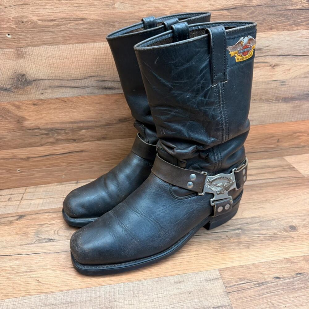 Vintage Harley-Davidson men size 11.5 Embroidered Eagle Harness Boots